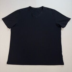 Robert Barakett V-Neck T Shirt Men's XL* Black Pima Cotton Stretch Soft *stains*